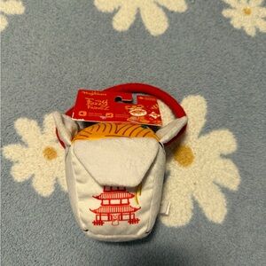 White and Red Chinese Take Out Dog Toy with Fox Design